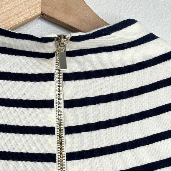 French Connection Short Sleeve Mock Neck Striped Mini Dress Sz 4 Coastal - Picture 4 of 7